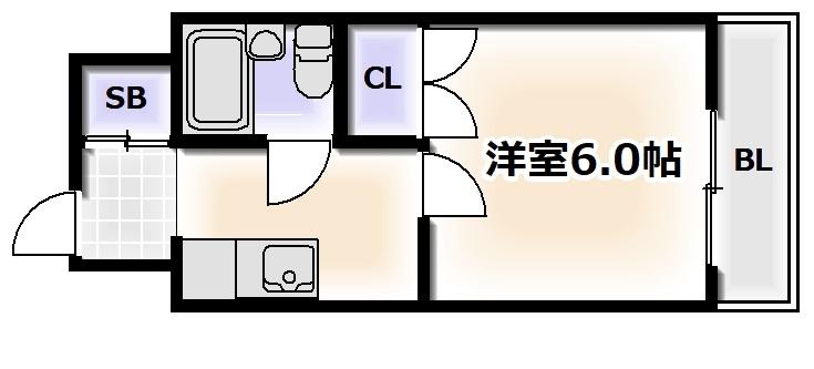 コーポアビコ(1K/4階)の間取り写真