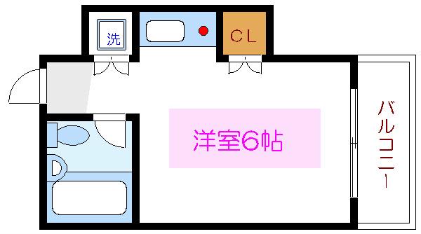 スプリングハイツII(ワンルーム/2階)の間取り写真
