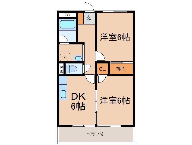サン・グレイス(2DK/2階)の間取り写真