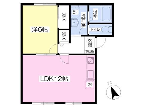 JOUER DE BONHEUR(1LDK/1階)の間取り写真