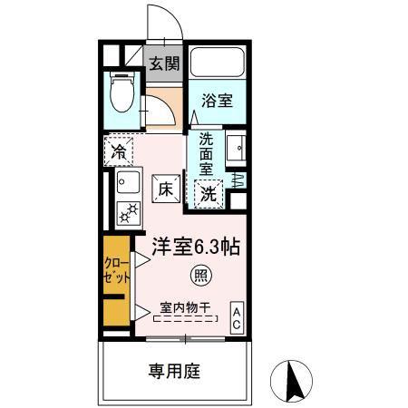 LUCE船越(ワンルーム/1階)の間取り写真