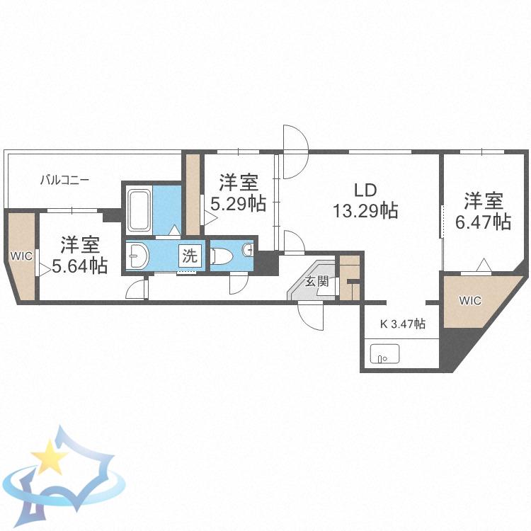 MIYANOMORI-CITY.STELLA(3LDK/3階)の間取り写真