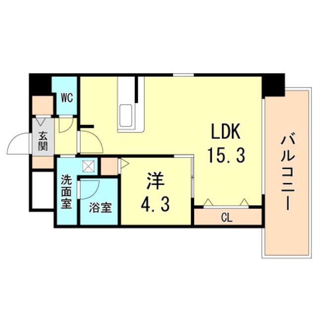 スプランディッド王子公園(1LDK/8階)の間取り写真