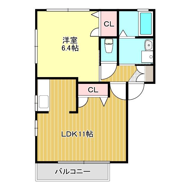 リブエールカーサ(1LDK/1階)の間取り写真