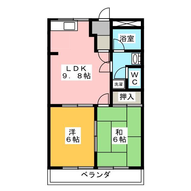 メゾンノーブル(2DK/2階)の間取り写真