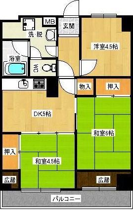 まいづる中央ビル(3DK/4階)の間取り写真