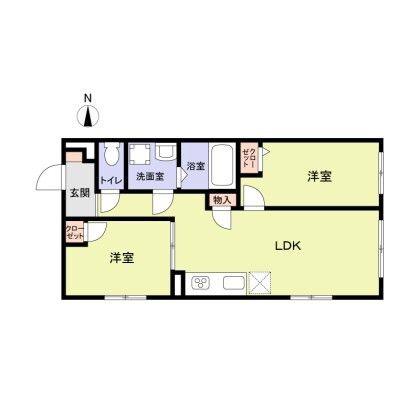 北新宿レーベル(2LDK/1階)の間取り写真