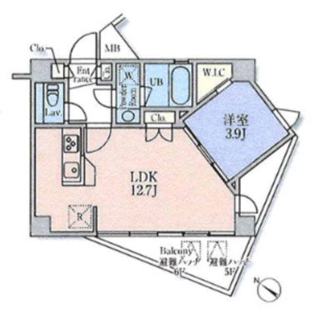 AREA M(1LDK/5階)の間取り写真