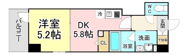 レニター小倉サンライズビュー(1DK/3階)の間取り写真