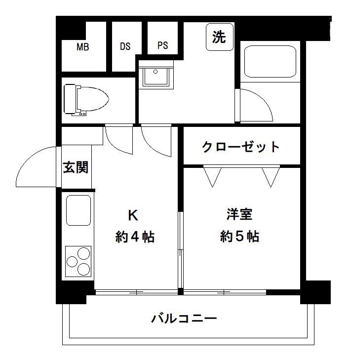 パール高円寺(1K/4階)の間取り写真