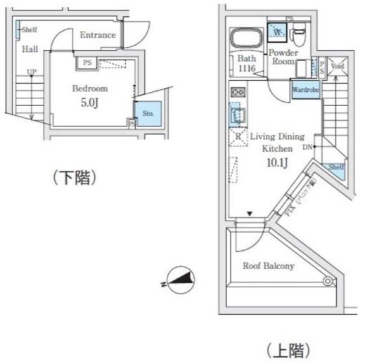 フィーカ代々木上原(1LDK/B1階)の間取り写真