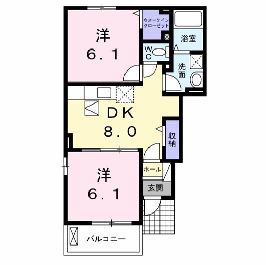 フィオーレ ドムスB(2DK/1階)の間取り写真