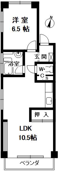 メゾンユイト(1LDK/1階)の間取り写真