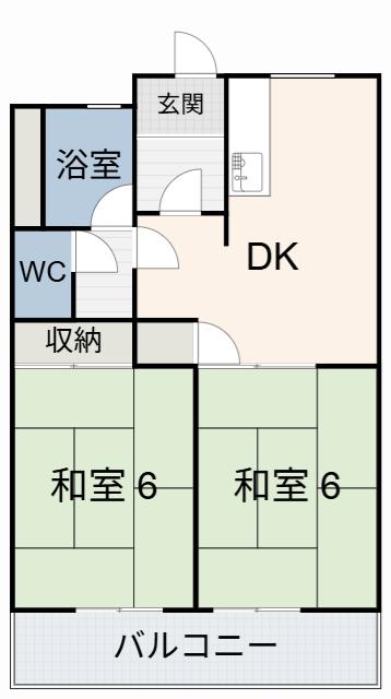 メゾン横須賀(2DK/4階)の間取り写真