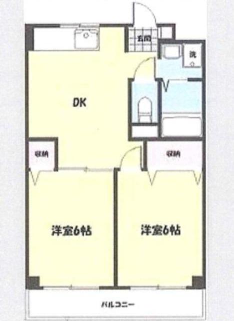 グランドール赤塚(2DK/4階)の間取り写真