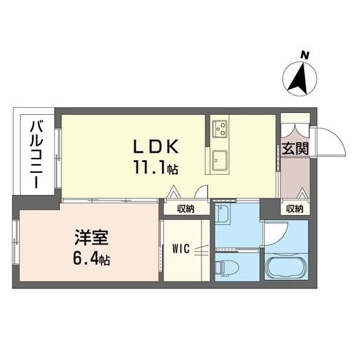 ラッキーフィールド(1LDK/1階)の間取り写真
