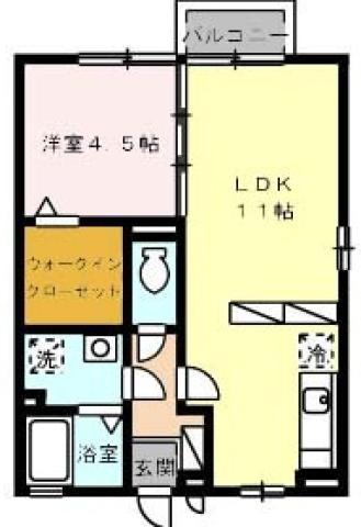 ラフィーネ(1LDK/2階)の間取り写真