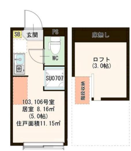 LUANA蒲田(ワンルーム/1階)の間取り写真