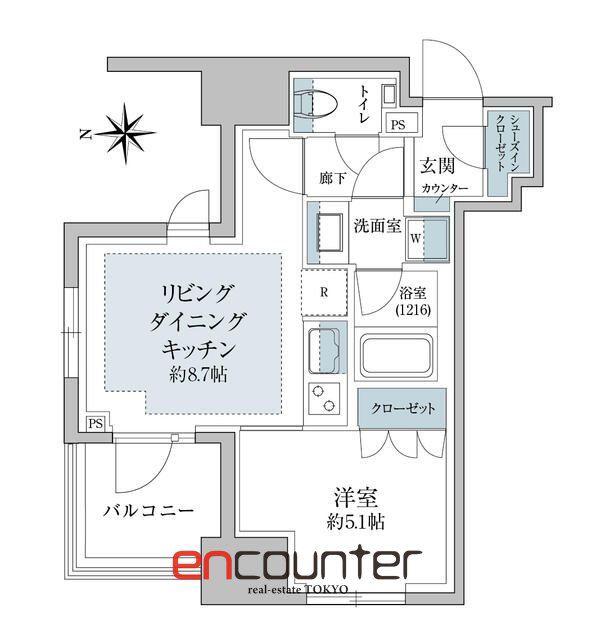 リビオレゾン三田(1LDK/7階)の間取り写真