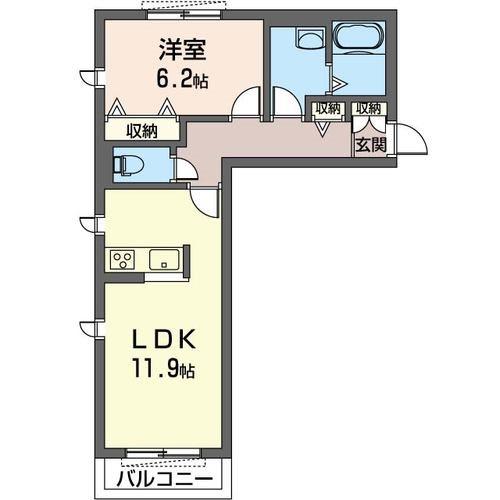 モマ フォート(1LDK/1階)の間取り写真