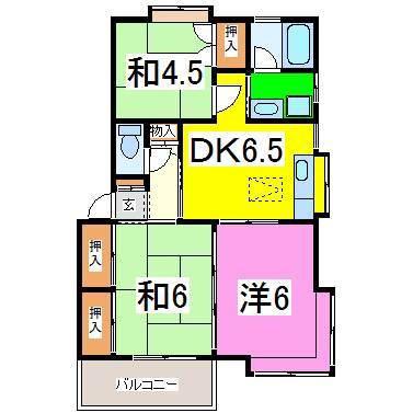 ヴェルテス上江津(3DK/1階)の間取り写真