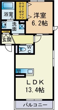 SPERANZA(1LDK/1階)の間取り写真
