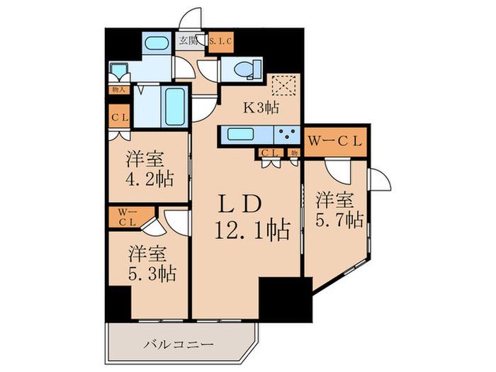 レジディア中目黒III(3LDK/10階)の間取り写真