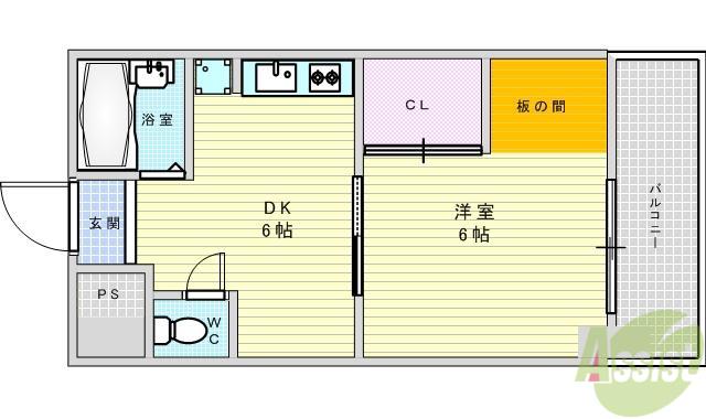 第11関根マンション(1DK/6階)の間取り写真