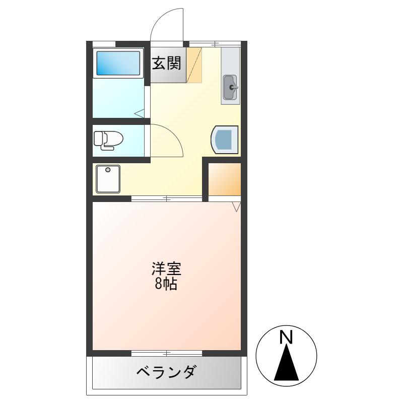 シティハイム幸(1DK/1階)の間取り写真