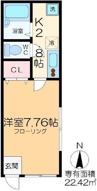 パインヒル市川(1K/1階)の間取り写真