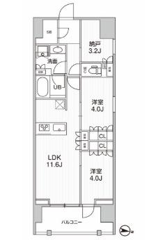 シーズンフラッツ押上フィオーレ(2LDK/2階)の間取り写真