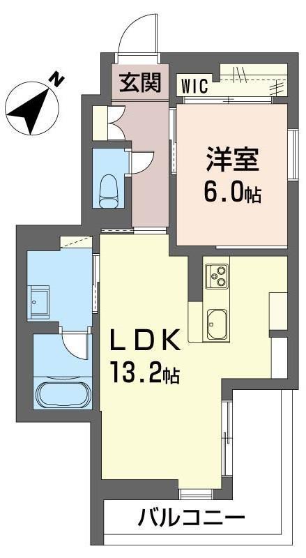 ヴェルジェ・ミリュー(1LDK/2階)の間取り写真
