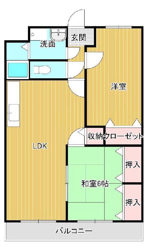 フレンドリーハイツ(2LDK/2階)の間取り写真