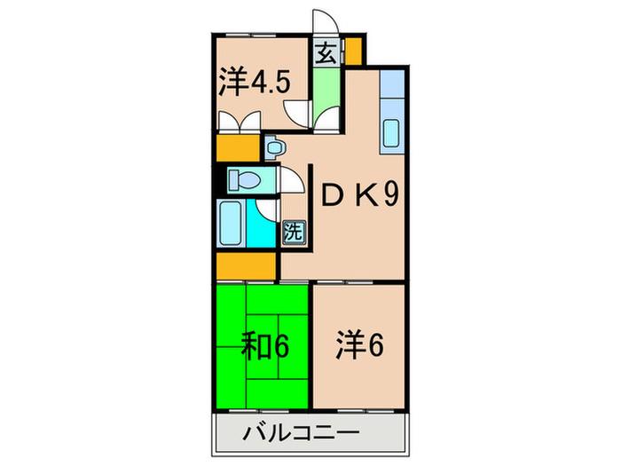 サンクレスト宮崎台(3DK/2階)の間取り写真