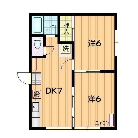 メゾン白樺(2DK/2階)の間取り写真