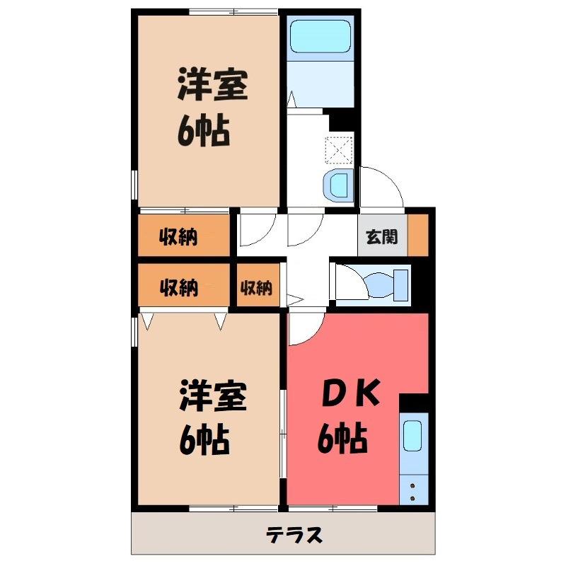 グラシア A(2DK/1階)の間取り写真