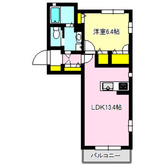さんのこえだハイツ(1LDK/1階)の間取り写真