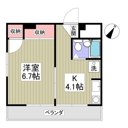 ウイスタリア佃野(1K/3階)の間取り写真