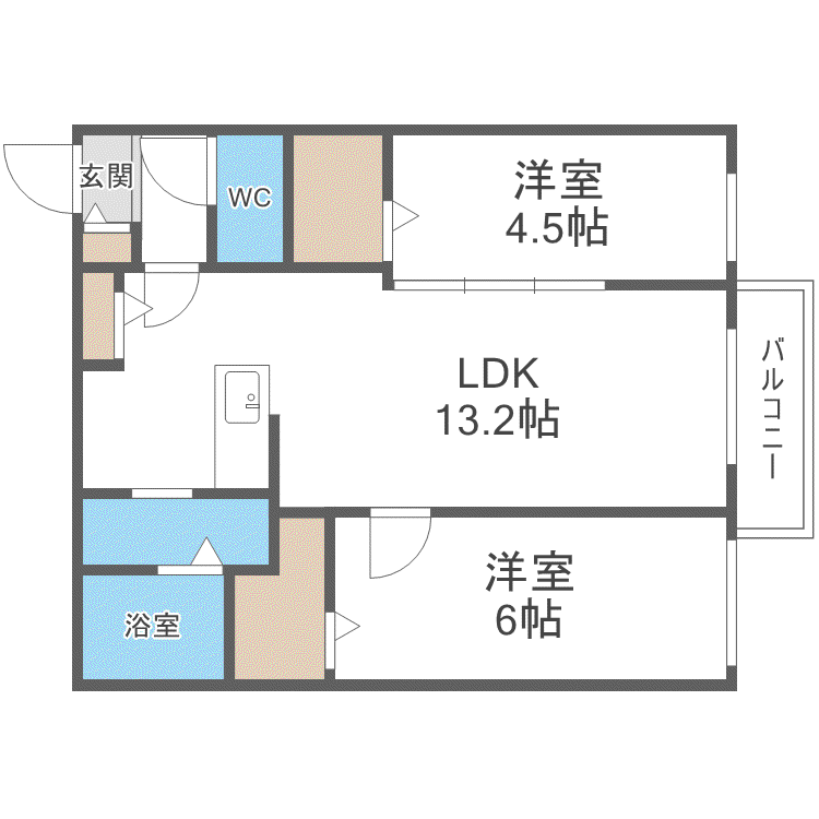 ブランシャールVILLE(2LDK/2階)の間取り写真