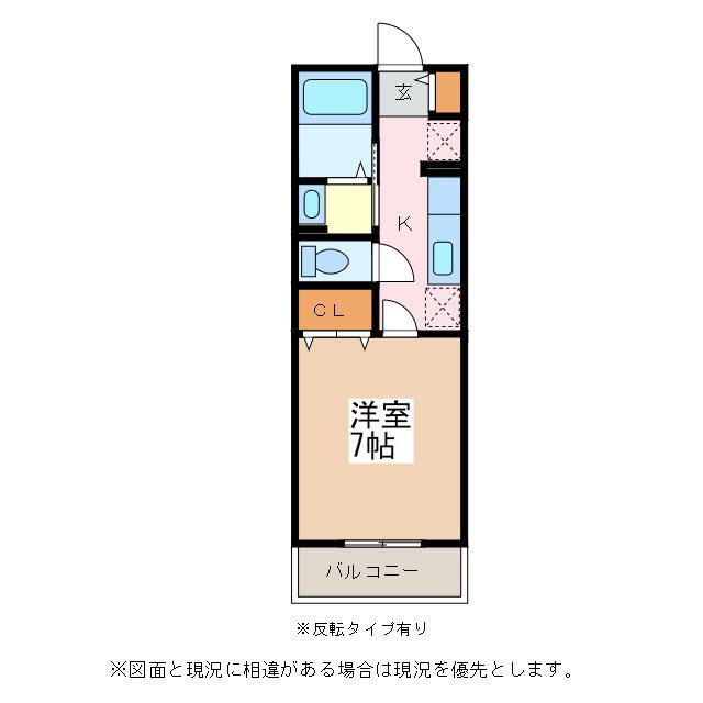 ハチマル(1K/2階)の間取り写真