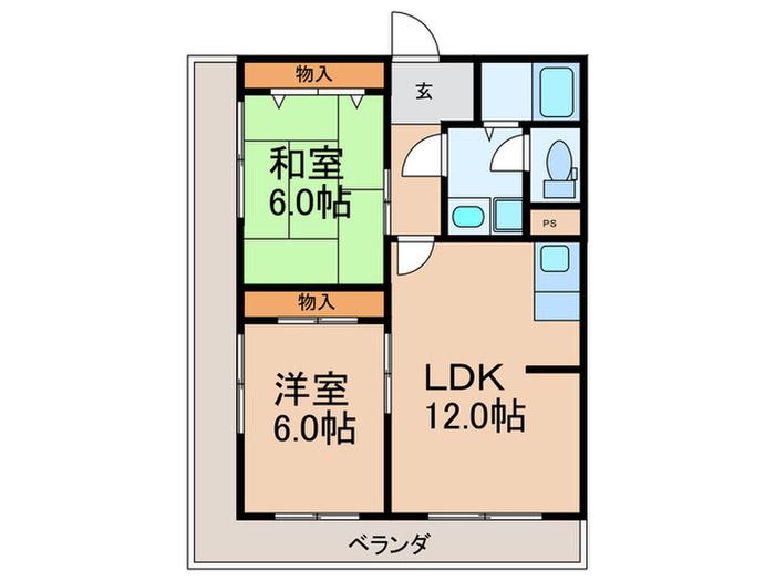 ジェイズビルII(2LDK/3階)の間取り写真
