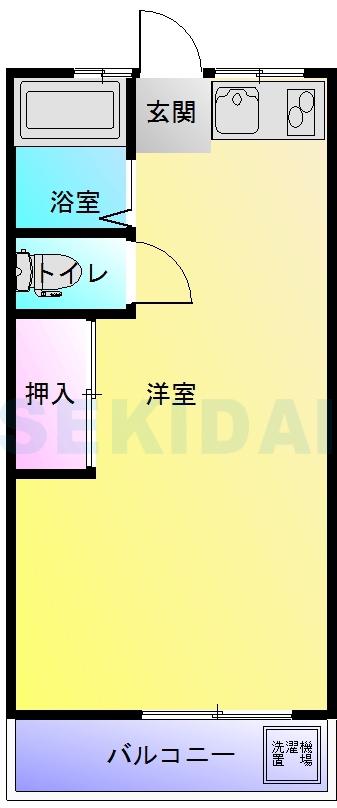 グランキューブ アオヤマ(ワンルーム/4階)の間取り写真