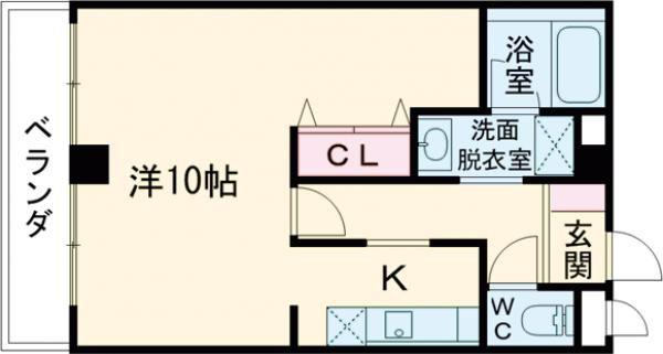 アジュール広田(ワンルーム/2階)の間取り写真