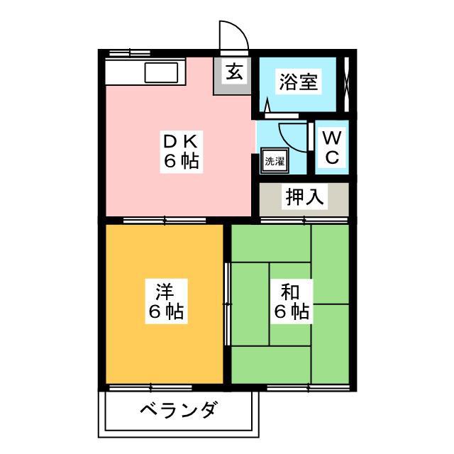 コーポ上野A(2DK/2階)の間取り写真