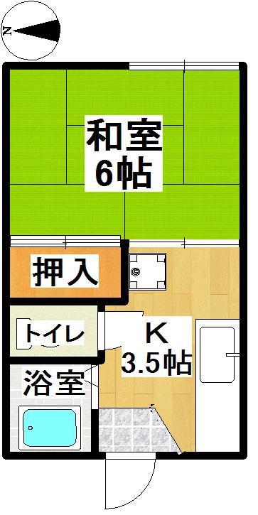 フォーブルK A棟(1K/2階)の間取り写真
