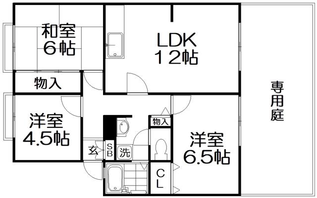 サンビレッジ東神田(3LDK/1階)の間取り写真