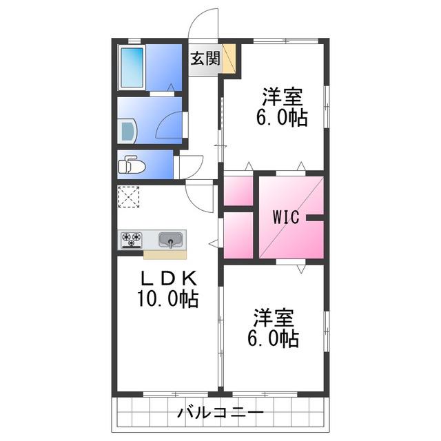 ハイム・コーラルヒル(2LDK/1階)の間取り写真