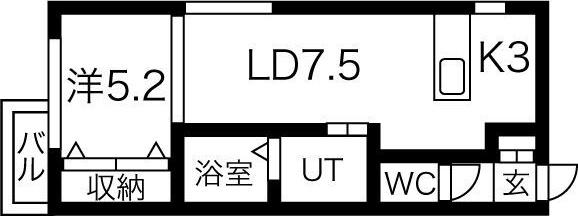 SENTID菊水(1LDK/3階)の間取り写真
