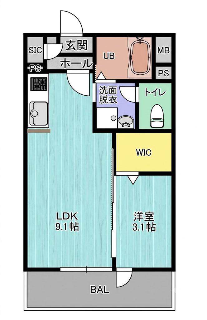 ブルーノート山王(1LDK/4階)の間取り写真