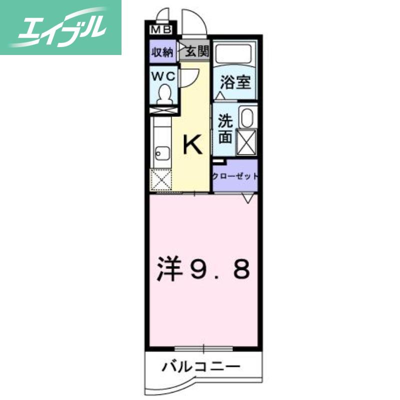 ハーモニー21(1K/2階)の間取り写真